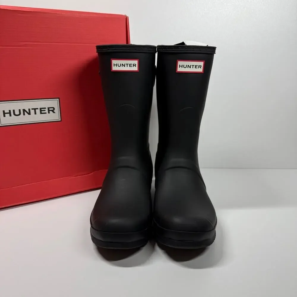 NIB •Hunter Women's Original Short Back adjustable Black Rain Boots Size: 10